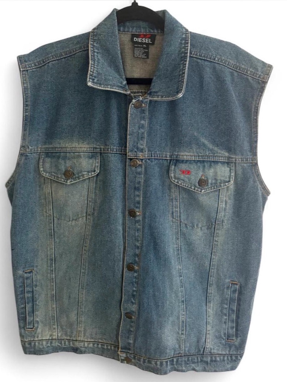 Vintage Diesel Men’s Blue Denim Vest Jacket